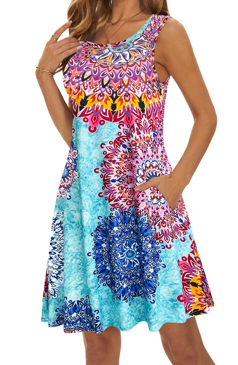 Moskill Summer Beach Sundresses for Women Swimsuit Coverup Vacation Swimwear Dresses with Pockets 002-sky Blue XX-Large - Image 2